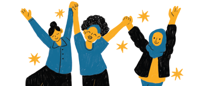 Screenshot from Conceptualizing a Pyramid Model on Equity, Diversity and Inclusion (EDI) for Non-Profits – Focusing on Access Alliance MHCS - graphic image of women dancing together