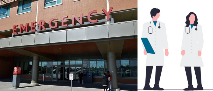 Emergency department image with graphic of doctors